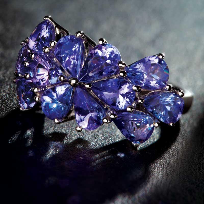 10K White-Gold Saintpaulia Tanzanite Ring